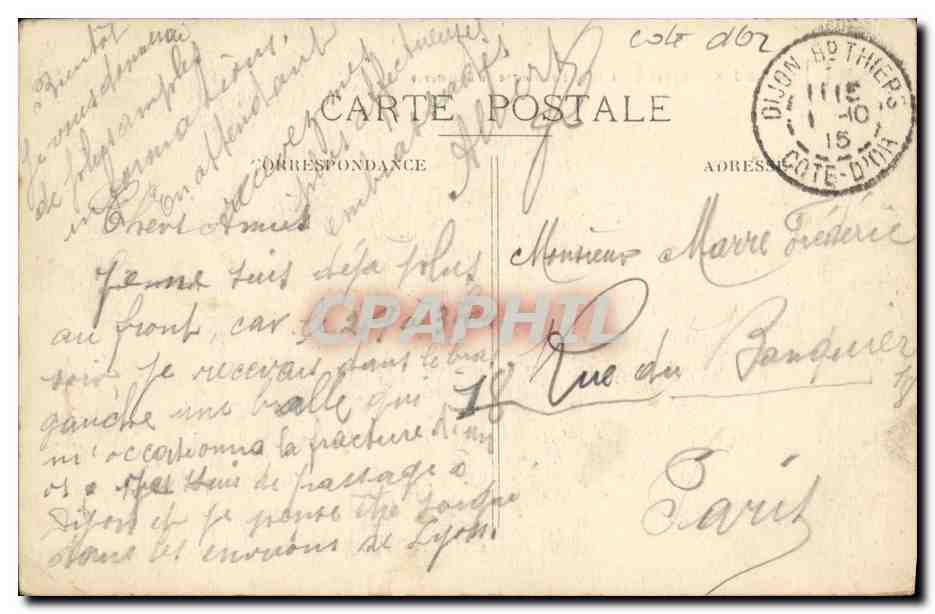 CPA Dijon Eglise Saint Michel et Bourse du Commerce — Verso