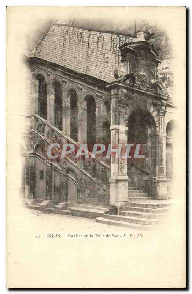 CPA Dijon Escalier de la Tour de Bar 