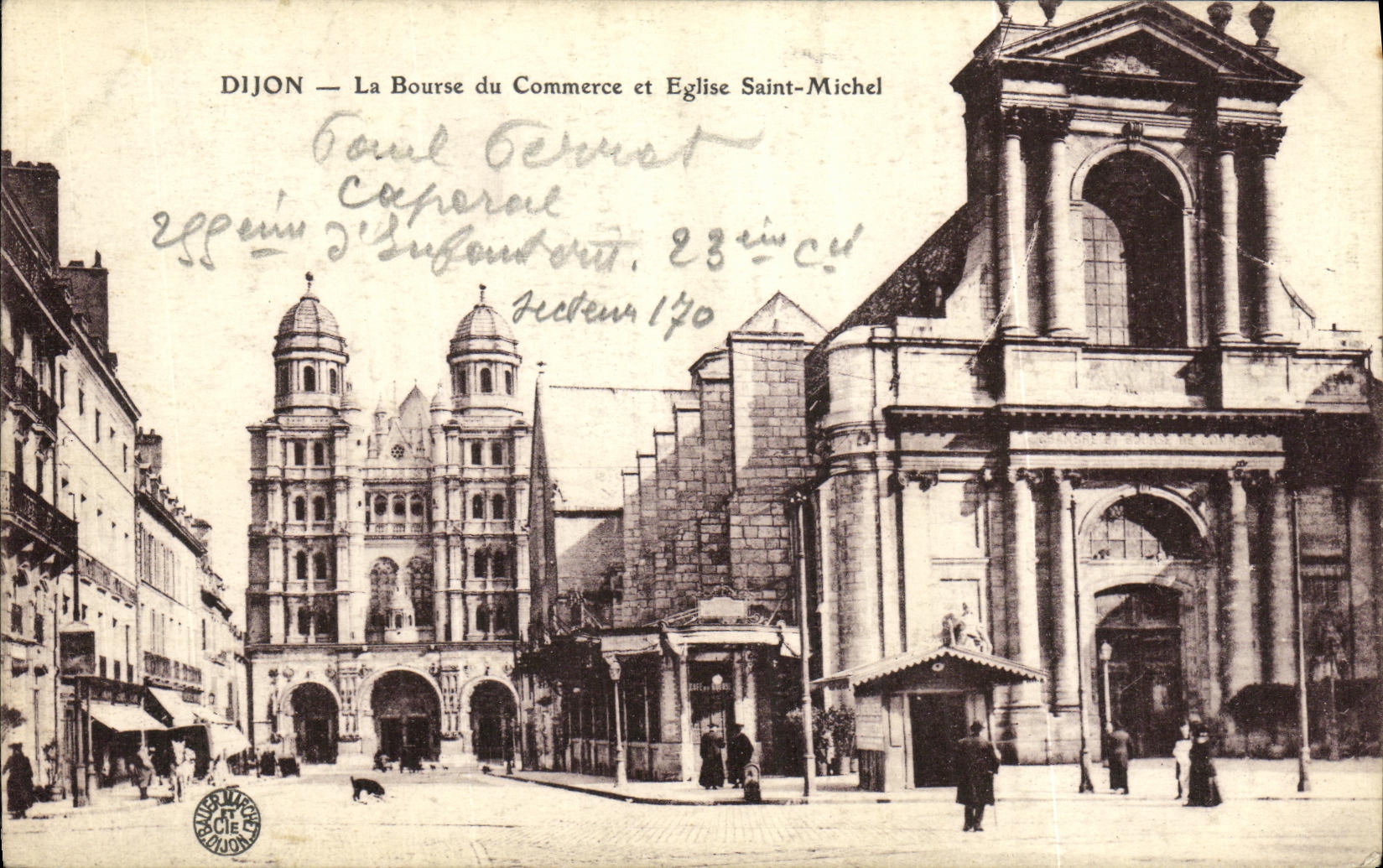 CPA Dijon La Bourse du Commerce et Eglise Saint Michel