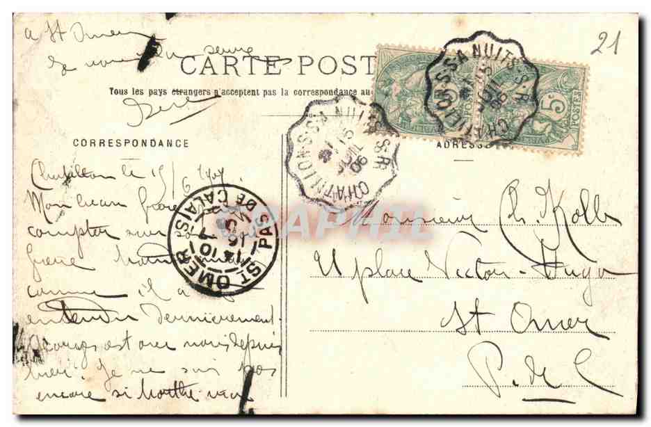 CPA Cote d Or Chatillon sur Seine Porte de Paris — Rückseite