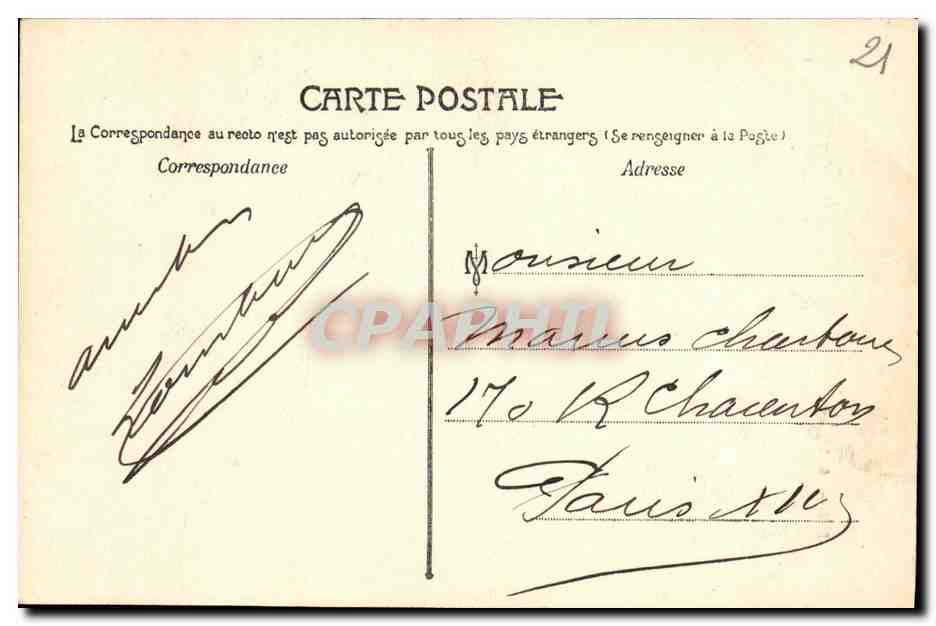 CPA Semur La Tour de la Prise et le Pont Pinard — Rückseite