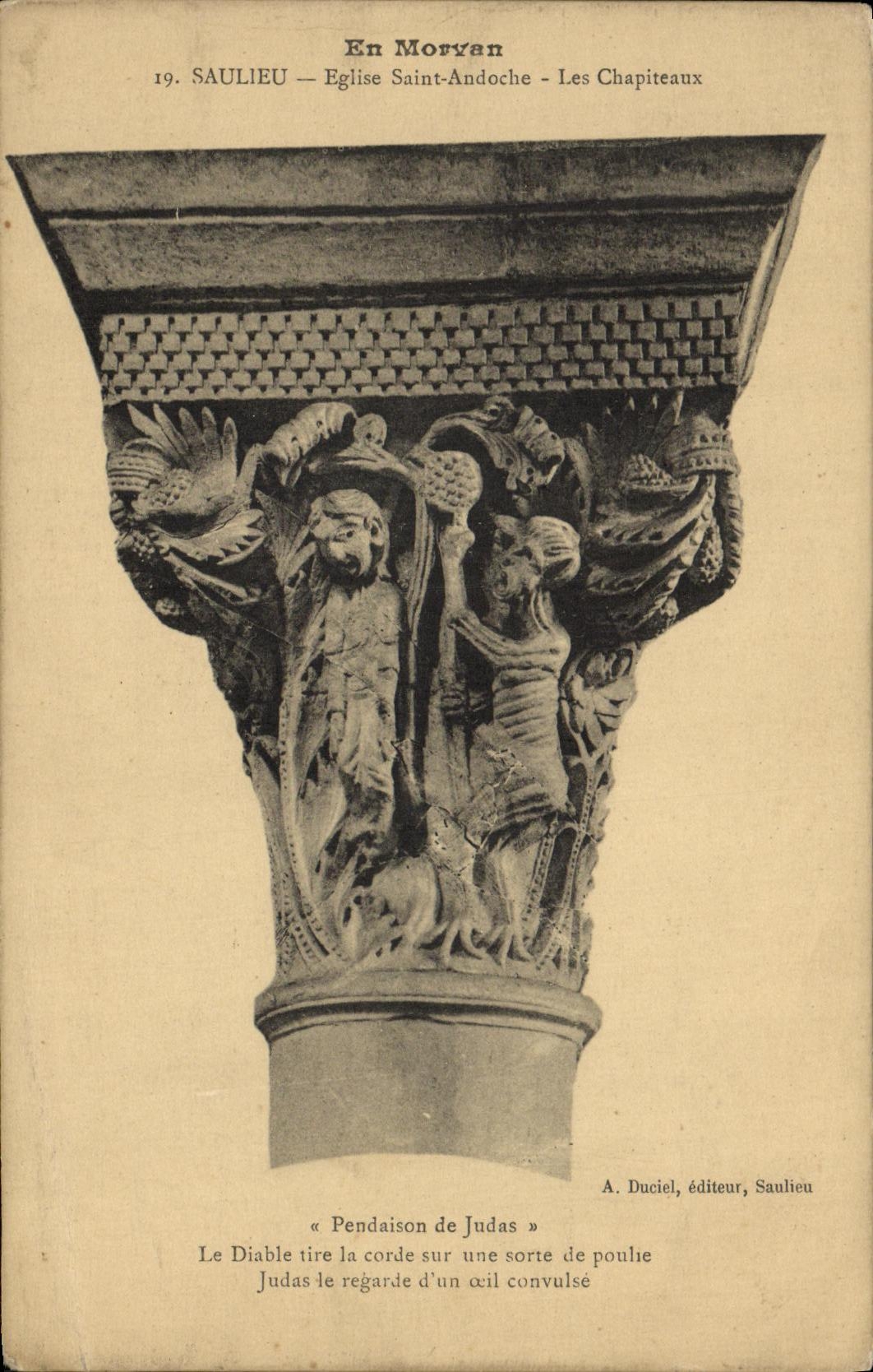 CPA En Morvan Saulieu Eglise Saint Andoche Les Chapiteaux Pendaison de Judas