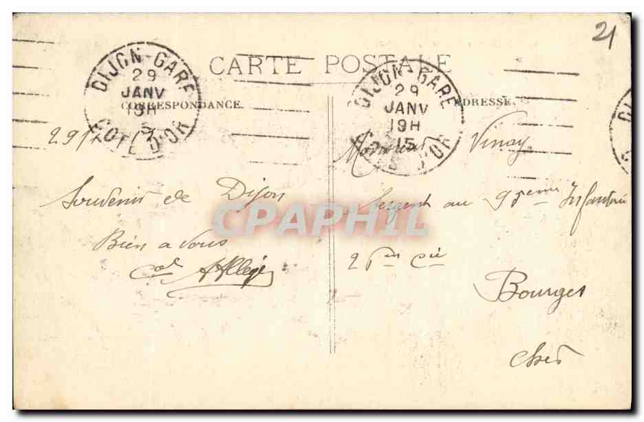 CPA Dijon Fontaine Jeunesse Place Darcy — Rückseite
