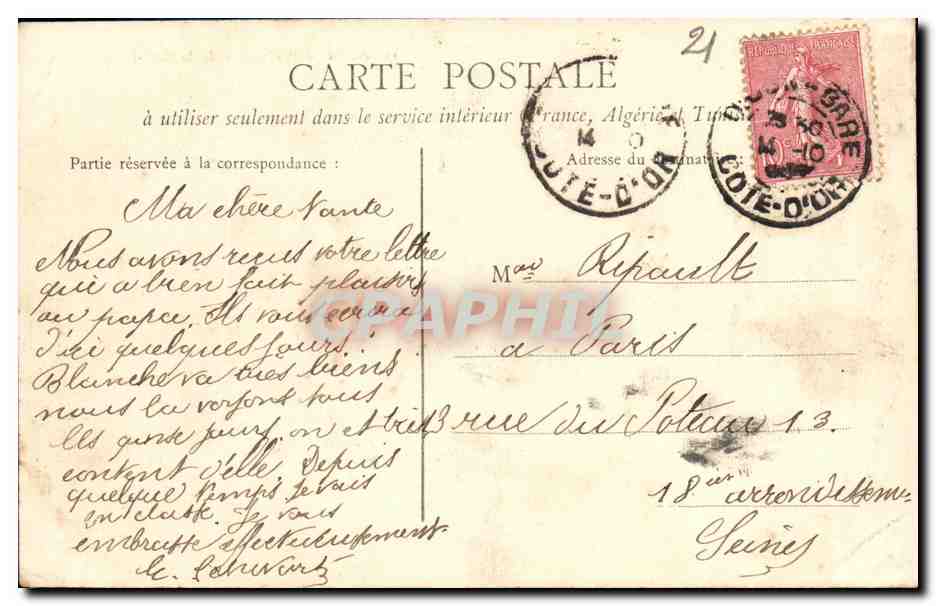 CPA Dijon Prefecture de la Cote d Or — Rückseite