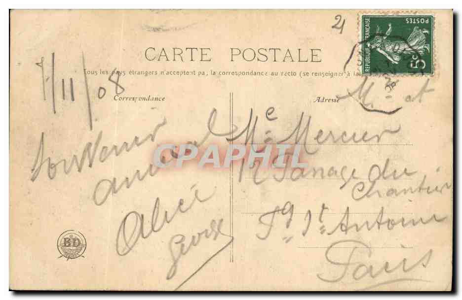 CPA Dijon Portail de l ecole St Francois de Sales — Rückseite