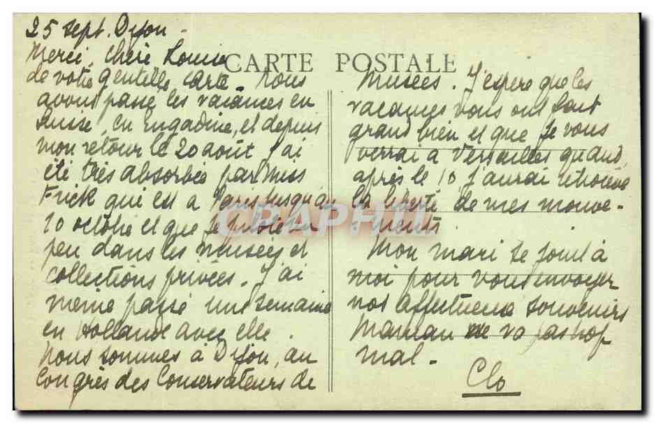 CPA Dijon Echaugette rue Var erie — Rückseite