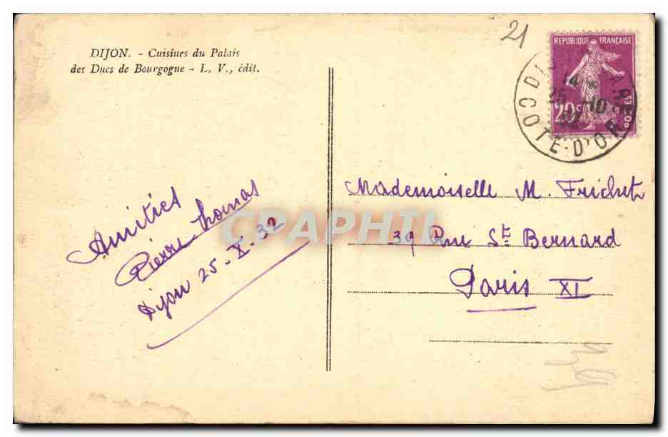 Cuisines du Palais des Ducs de Bourgogne — Dijon — L. V., édit. — Rückseite