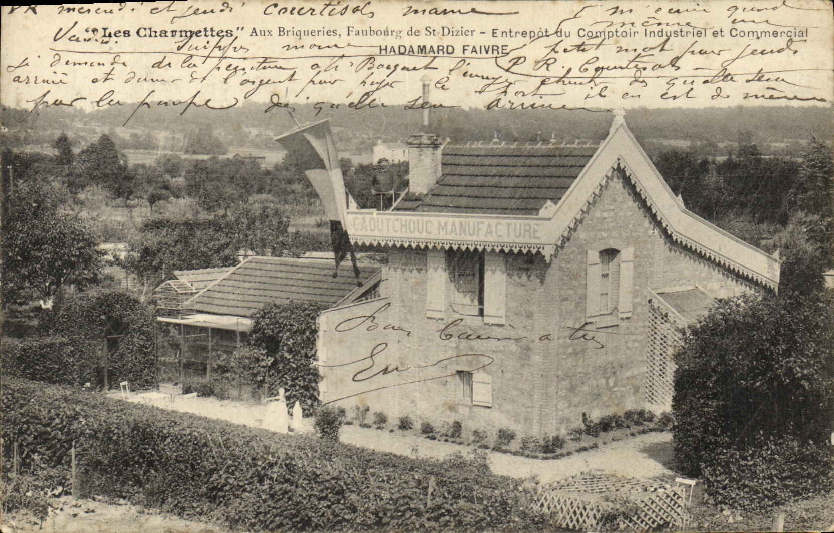 Les Charmettes — Aux Briqueries, Faubourg de St-Dizier — Entrepôt du Comptoir Industriel et Commercial — Caoutchouc Manufacture