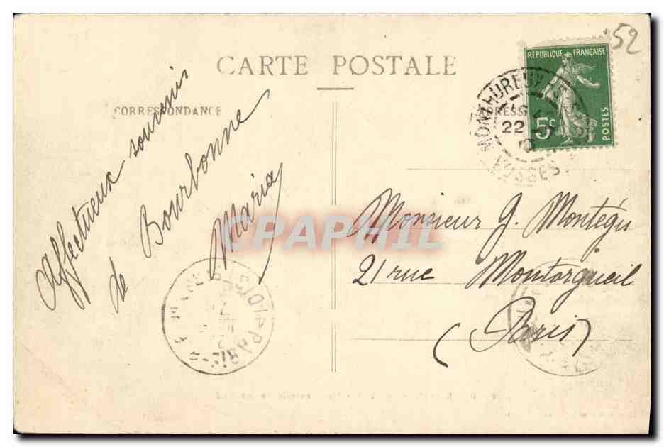 CPA Bourbonne Les Bains Vue Generale Versant Sud — Verso