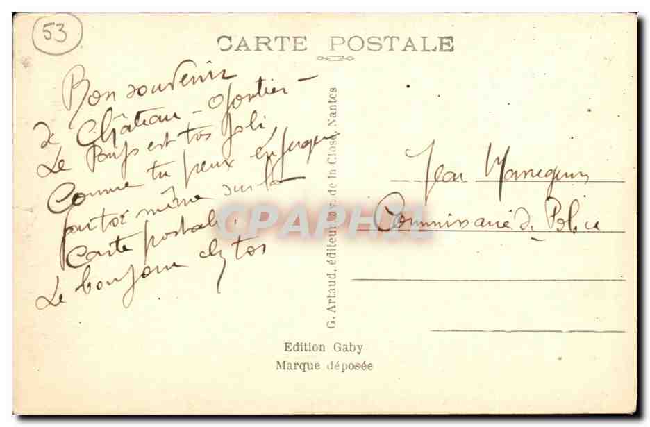Château-Gaontier — Chemin du Halage vu de la Rue du Pont d'Olivet — Gaby — Rückseite