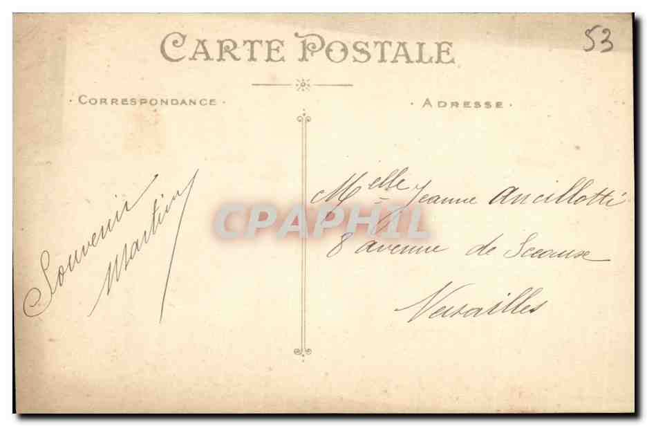 CPA Laval La Mairie a Gauche les Postes et Telegraphes et la Rue Souchu Serviniere — Rückseite