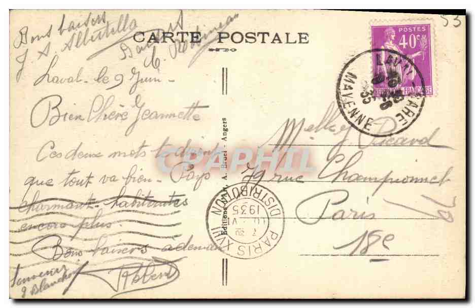 CPA Laval La Grande Rue Bordee en Grande Partie par de Curieuses Maisons en Bois du XV Siecle — Rückseite