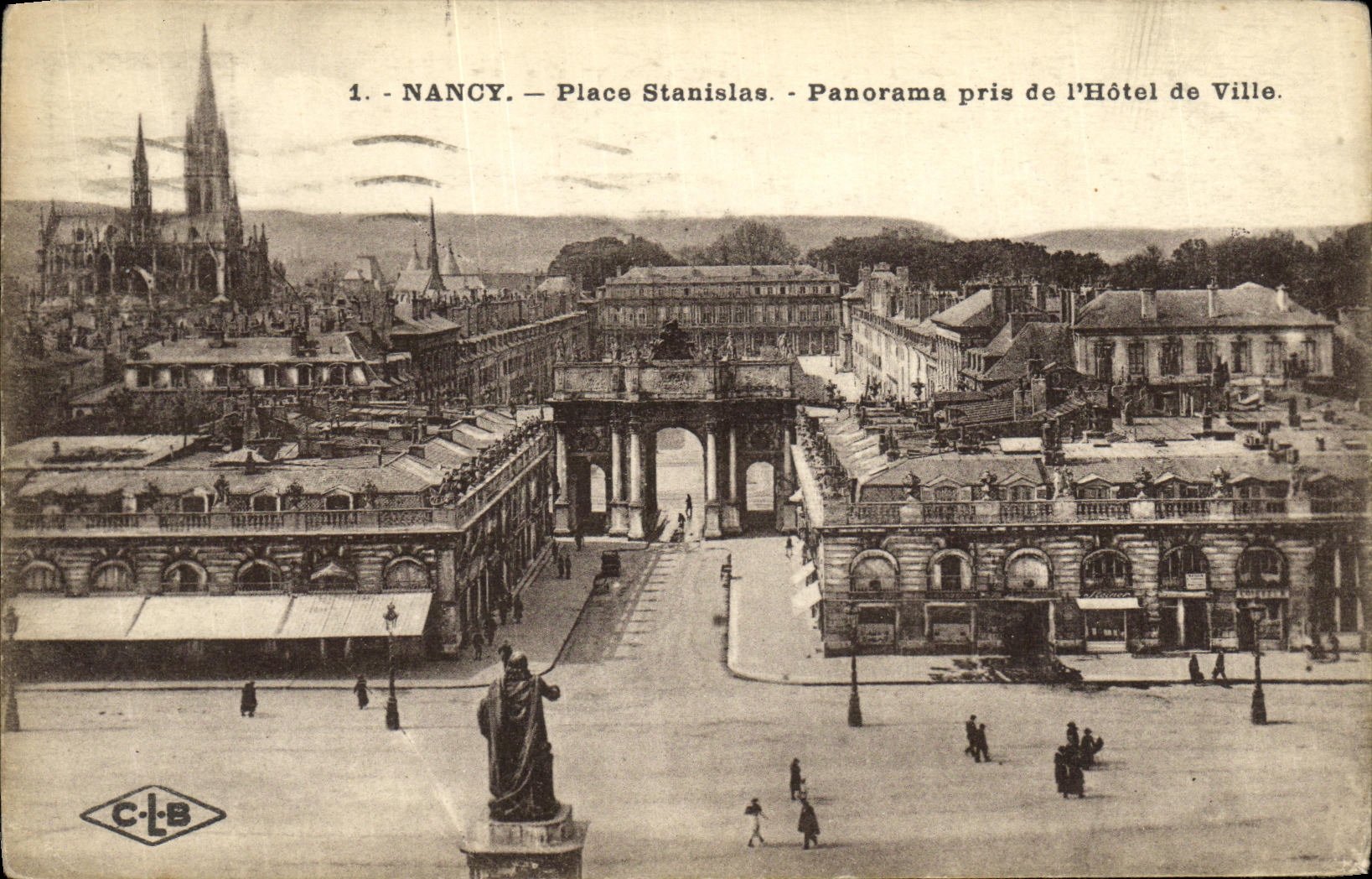 CPA Nancy Place Stanislas Panorama pris de l Hotel de Ville