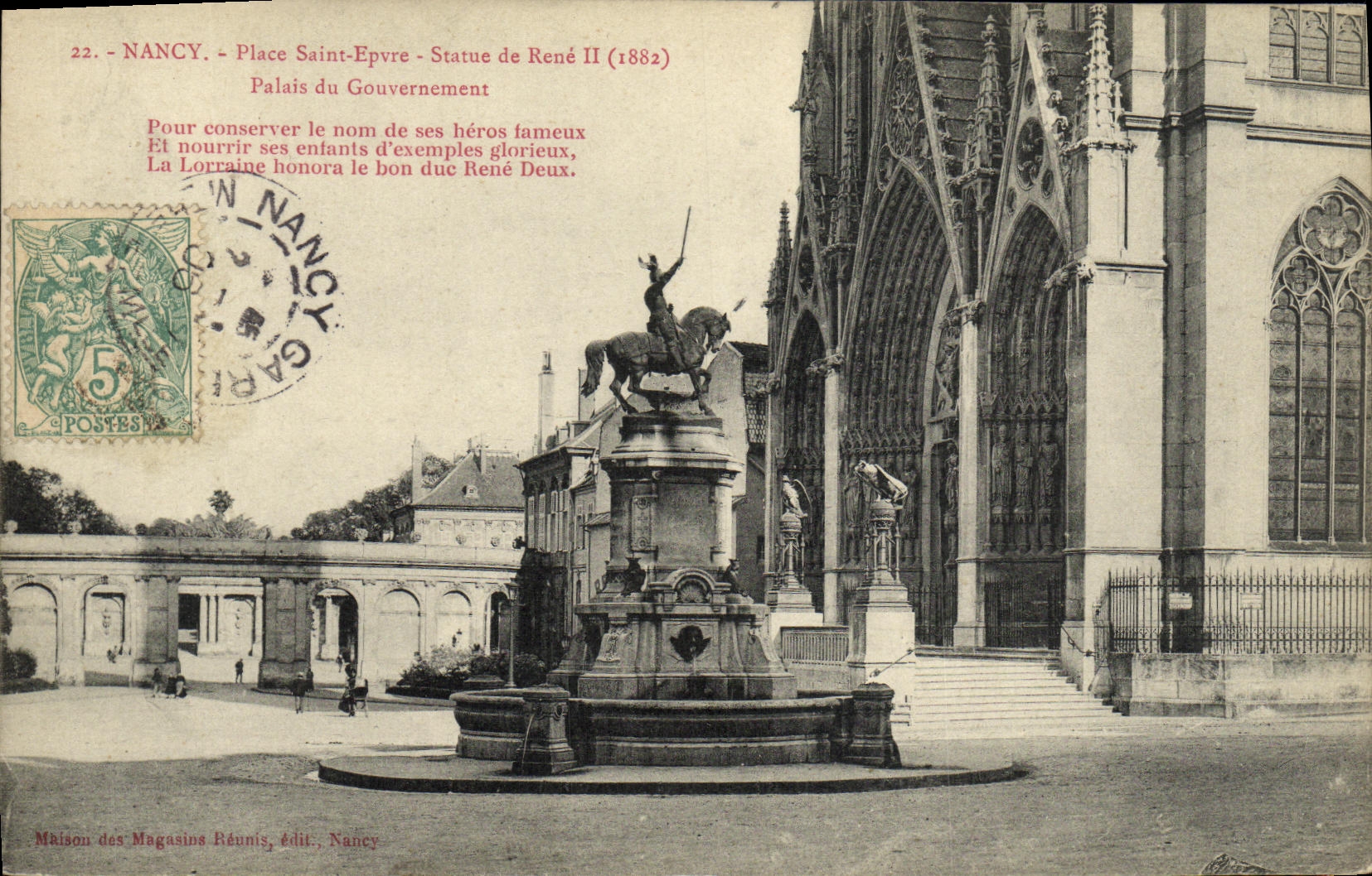 CPA Nancy Place Saint Epvre Statue de Rene II Palais du gouvernement 
