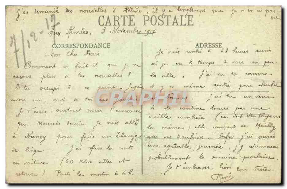 CPA Nancy Place et Rue Stanislas — Verso