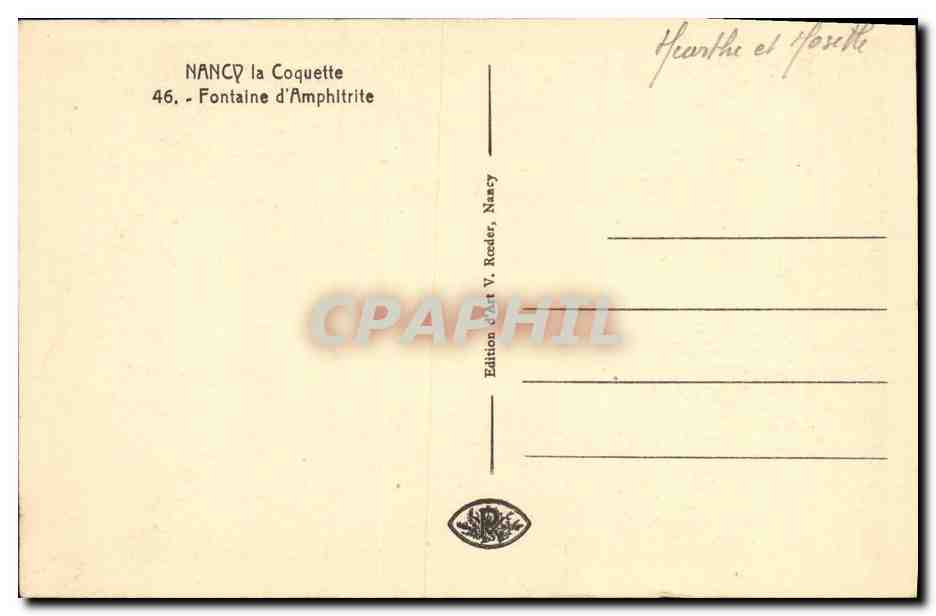 CPA Nancy La Coquette Fontaine d Amphitrite — Verso