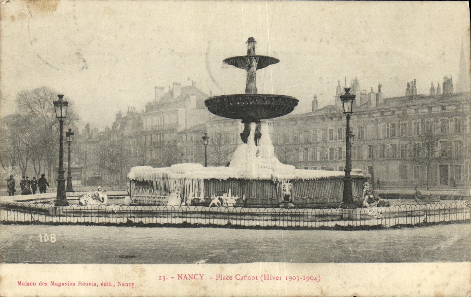 CPA Nancy Place Carnot Hiver 1903 1904