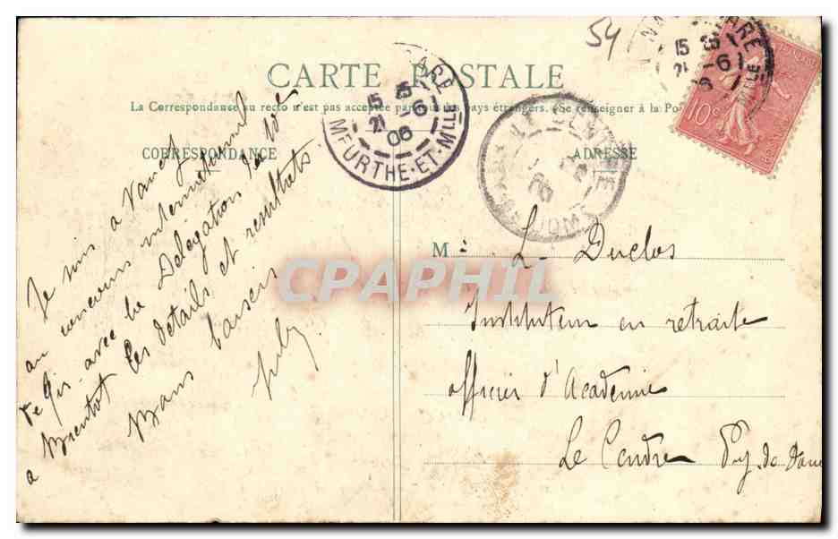 CPA Nancy Place Carnot Hiver 1903 1904 — Rückseite