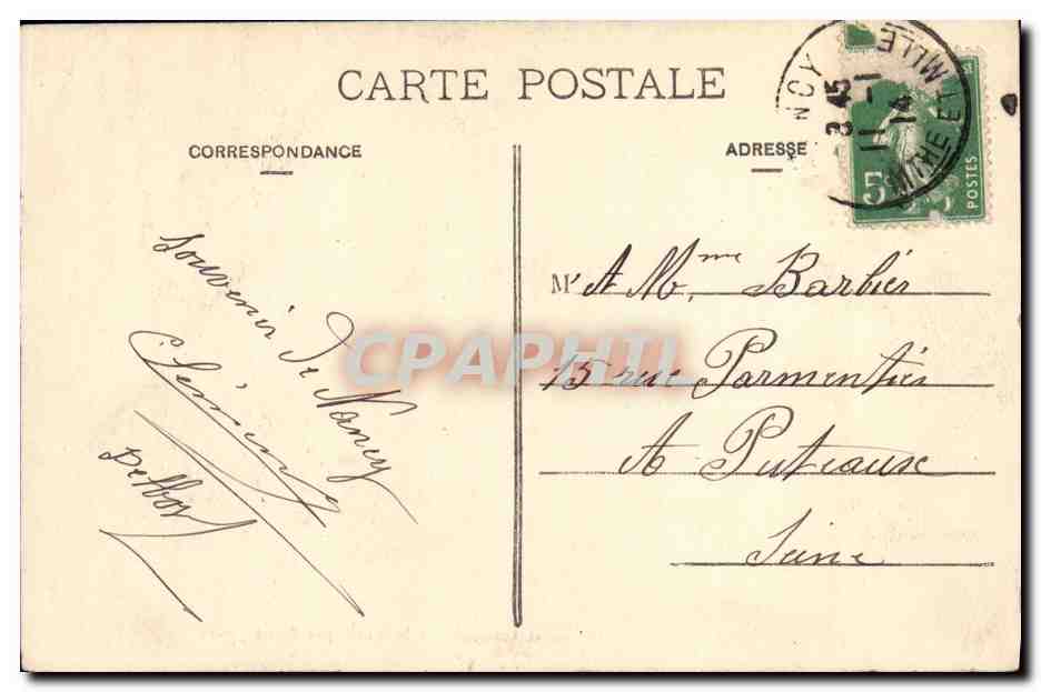 CPA Nancy L Hemicycle de la Carriere et la Basilique Saint Epvre — Verso