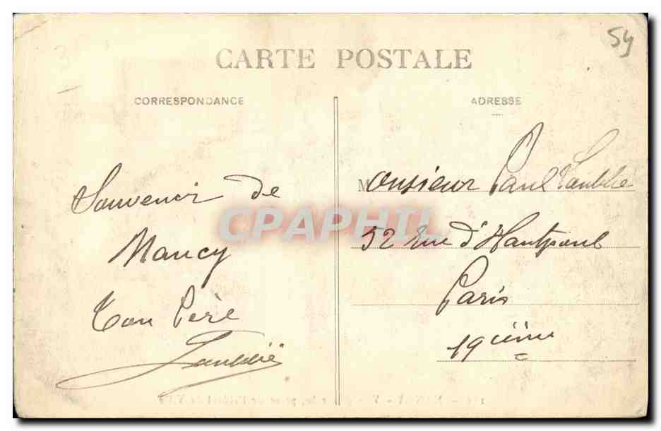 CPA Nancy Vue Generale prise de L Hotel de Ville — Verso
