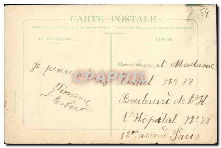 CPA Nancy Vue generale prise de l hotel de ville  — Rückseite