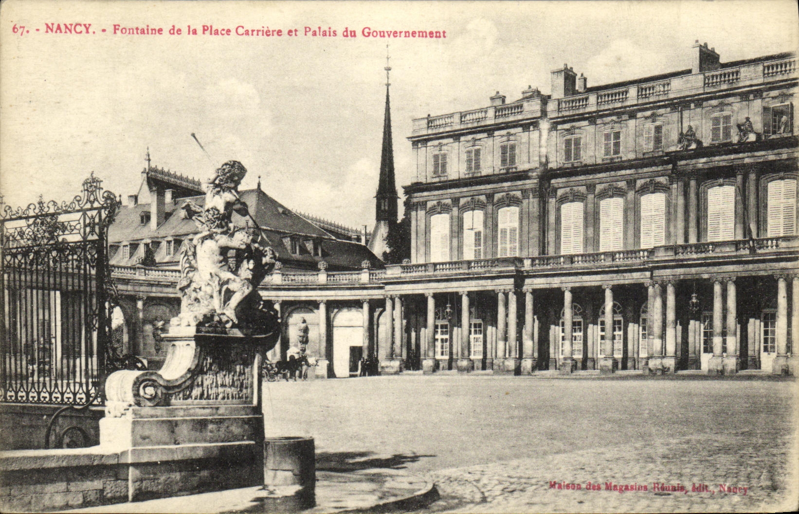 CPA Nancy Fontaine de la Place Carriere et Palais du Gouvernement