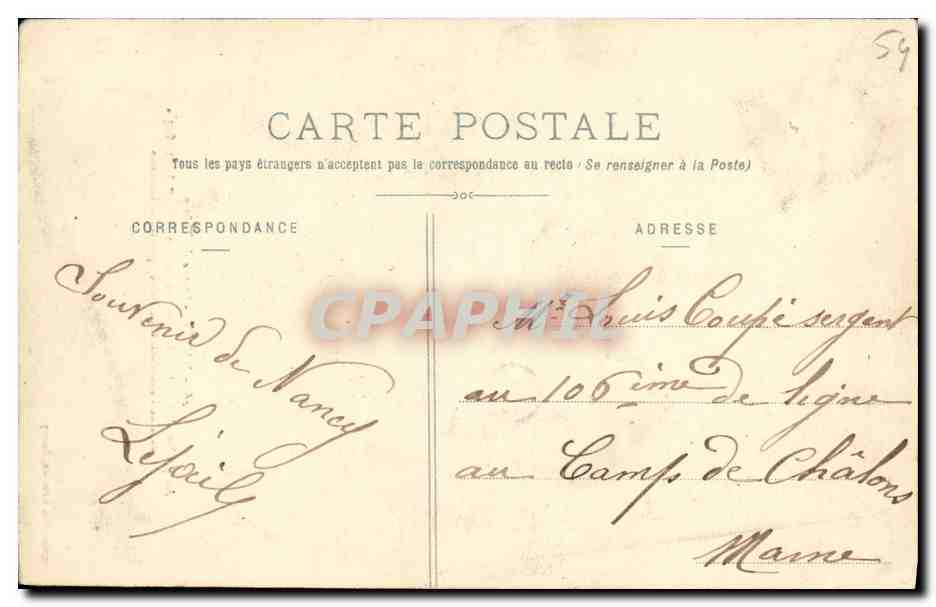 CPA Nancy Statue de Thiers Au Piedestal L Histoire ecrite sur ses tablettes 1er aout 1873 — Rückseite