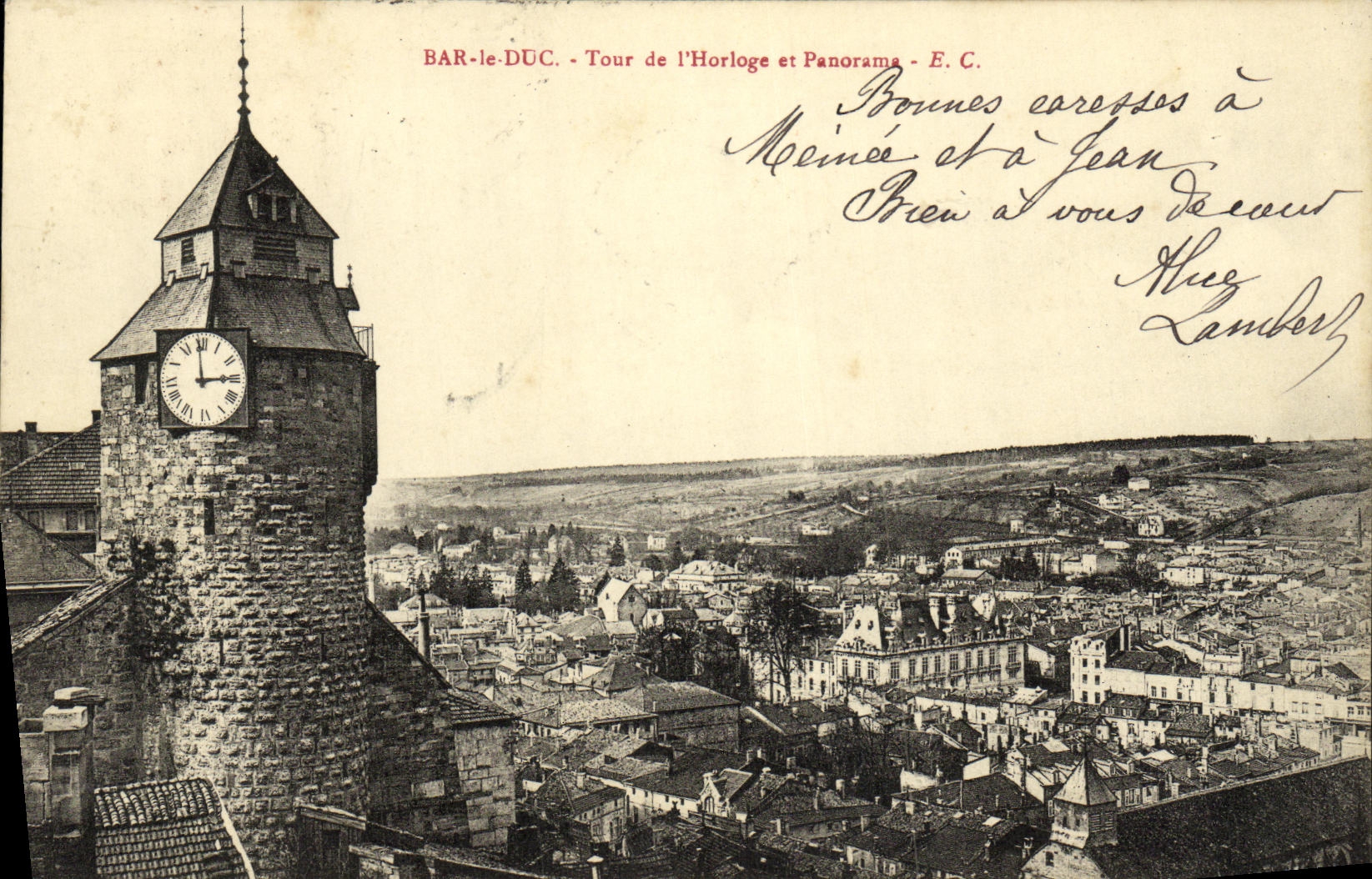 CPA Bar le Duc Tour de l Horloge et Panorama