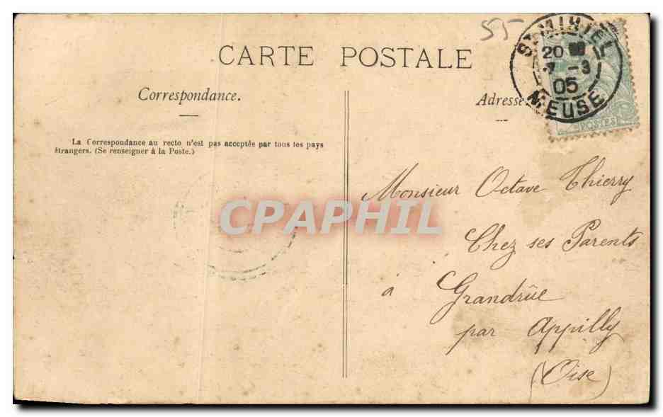 Saint-Mihiel — Vue d'ensemble et Quartier du 12e Chasseurs à Cheval — R. Fc. — Reverso