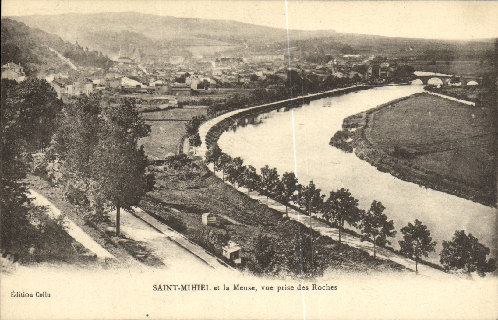 Saint-Mihiel et la Meuse, vue prise des Roches — Édition Colin