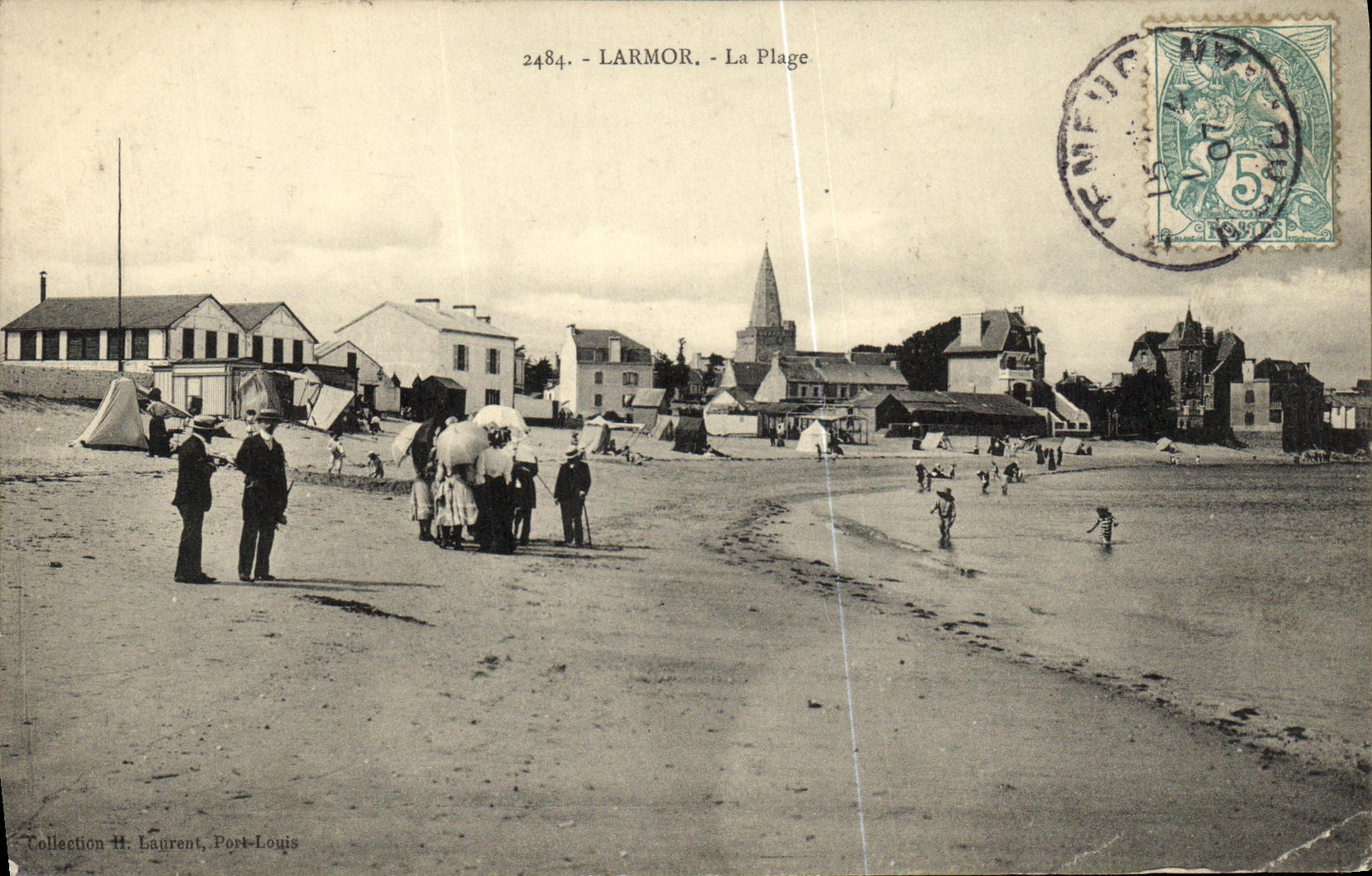 Larmor - La Plage — vue de la plage et du village — Collection H. Laurent, Port-Louis