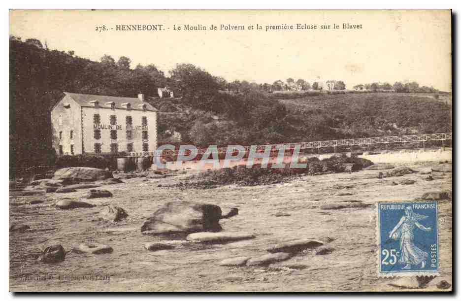 CPA Hennebont Le Moulin de Polvern et la premiere Ecluse sur le Blavet
