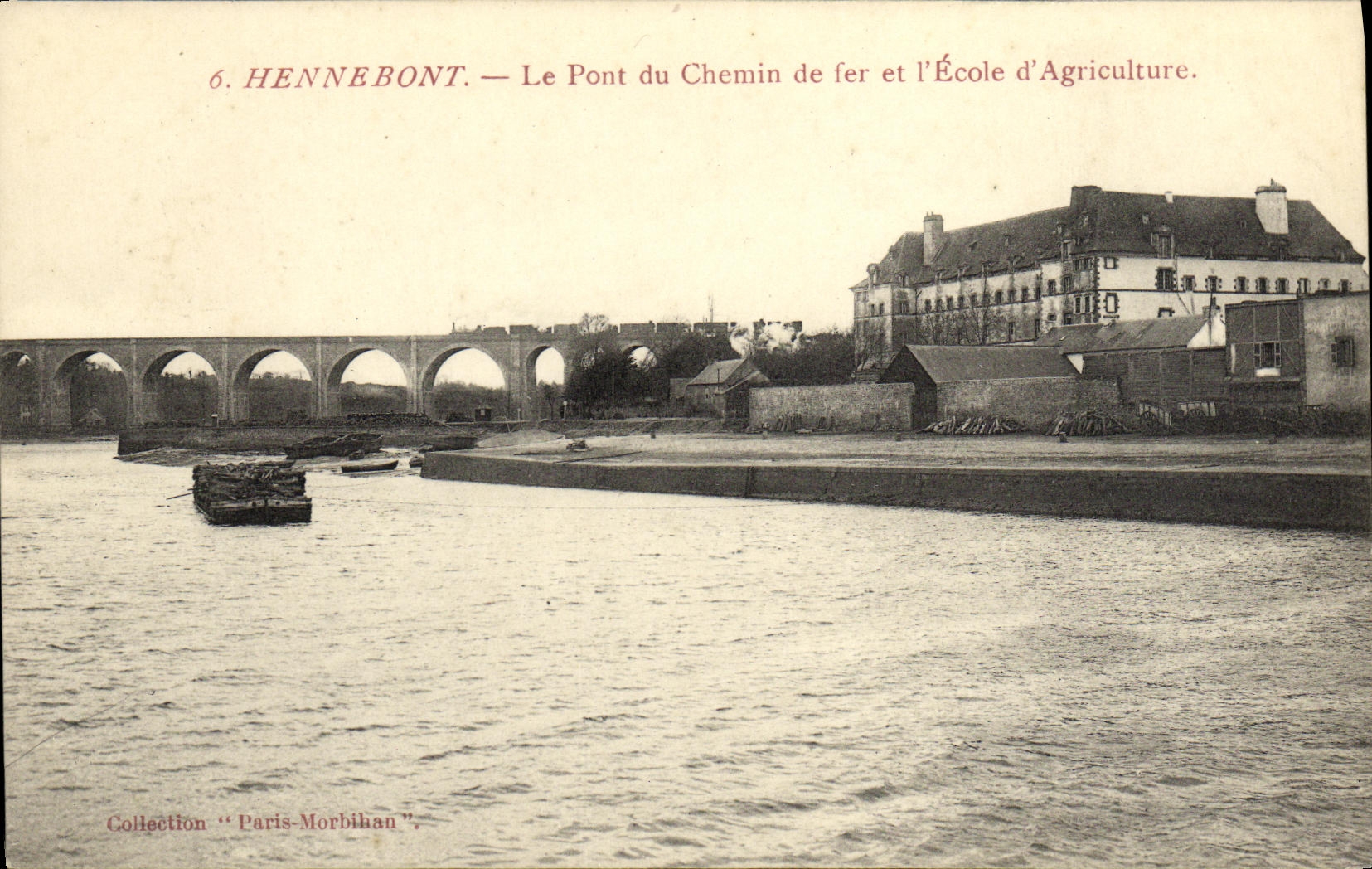CPA Hennebont Le Pont du Chemin de fer et l Ecole d Agriculture