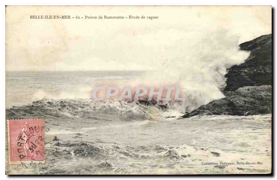 Belle-Île-en-Mer - 62 - Pointe de Ramonette - Étude de vagues — Collection Petitjean