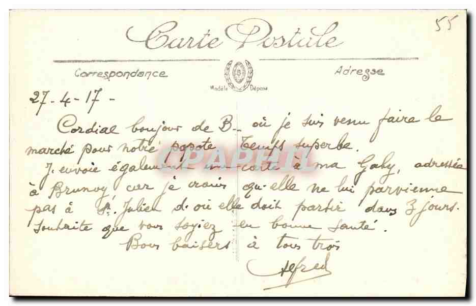 CPA Bar le Duc La Rue Rousseau et la Ville Haute — Rückseite