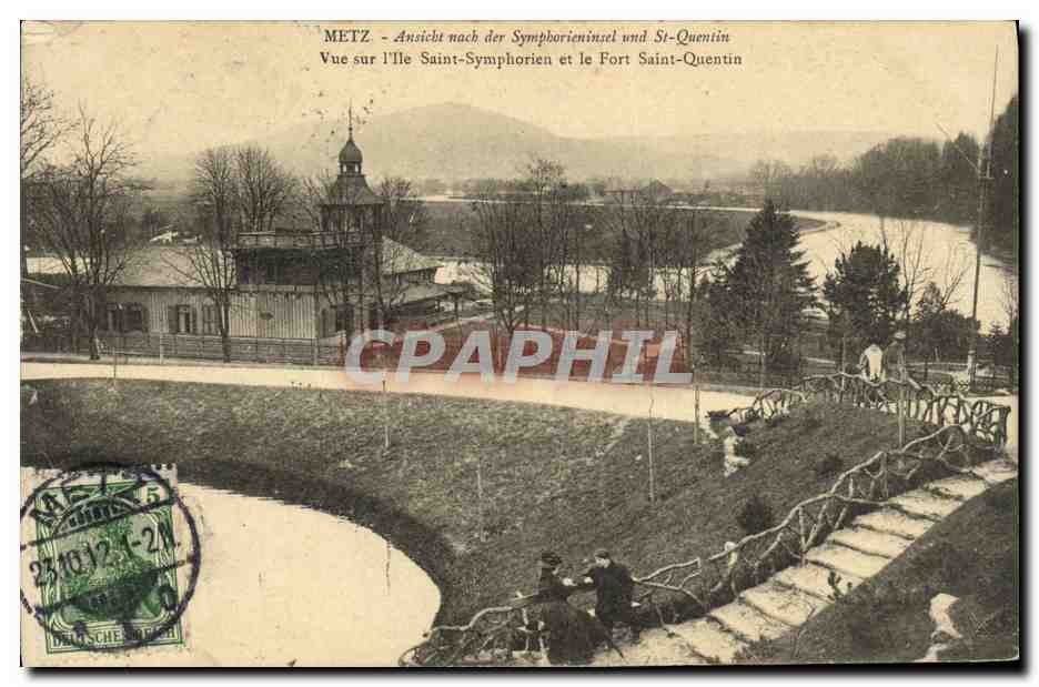 CPA Metz Vue sur l ile Saint Symphorien et le fort Saint Quentin