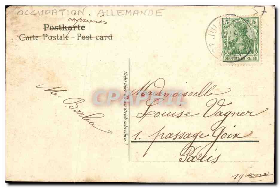 CPA Esplanade et Palais de Justice Metz — Verso