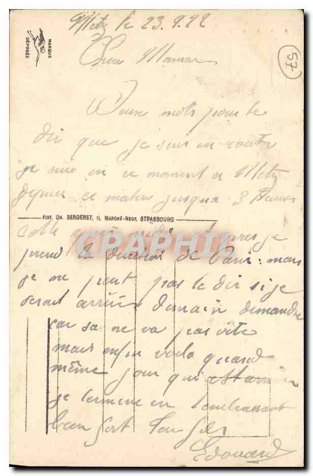 CPA Metz Nouveau Portail de la Cathedrale — Rückseite