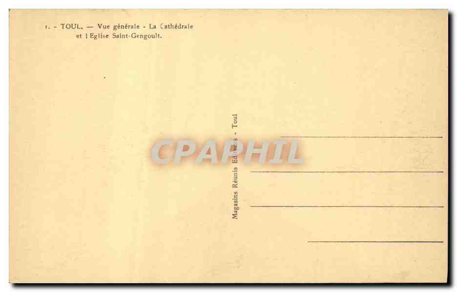 CPA Toul Vue genreale La Cathedrale et l Eglise Saint Gengoult — Rückseite