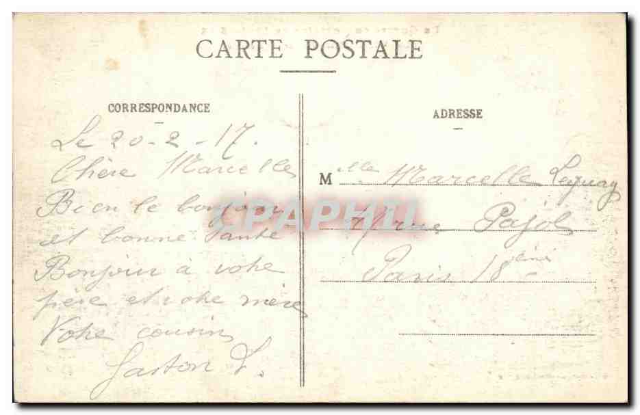 CPA Luneville Place des Carmes incendiee Militaria  — Verso
