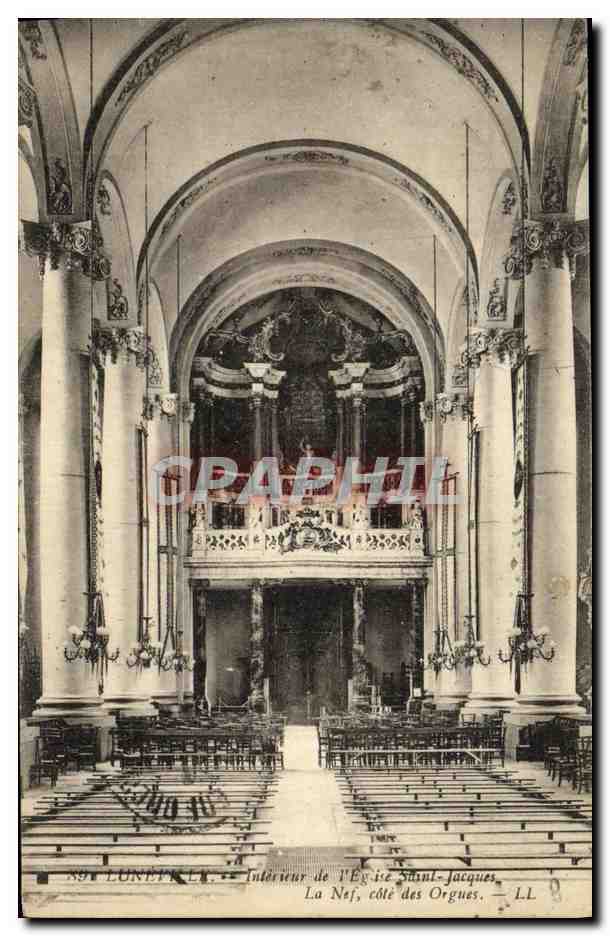 CPA Luneville Interieur de l Eglise Saint Jacques La Nef Cote des Orgues