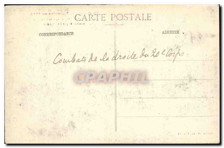 La Ferme de Saint-Epvre près Lunéville — bombardée par les Français en 1914 — Bostine, Imprimeur, France — Verso