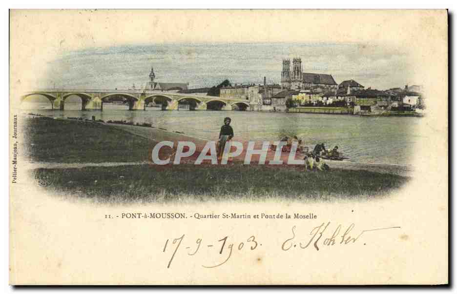 CPA Pont a Mousson Quartier St Martin et Pont de la Moselle