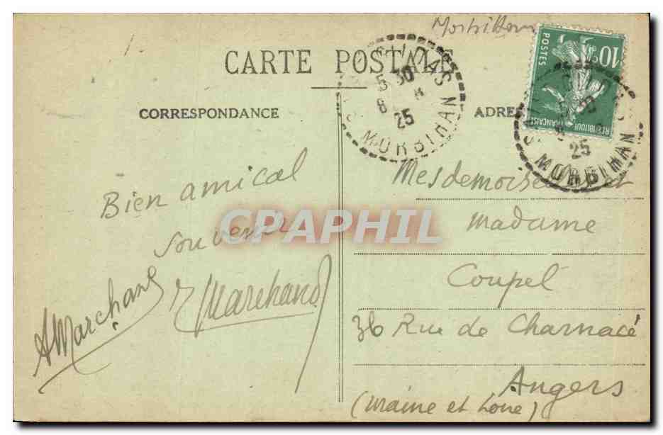 St-Gildas-de-Rhuys — Vue d'ensemble de l'Abbaye, face à la mer sur Porthas — H. Laurent, Port-Louis, n° 4356 — Verso