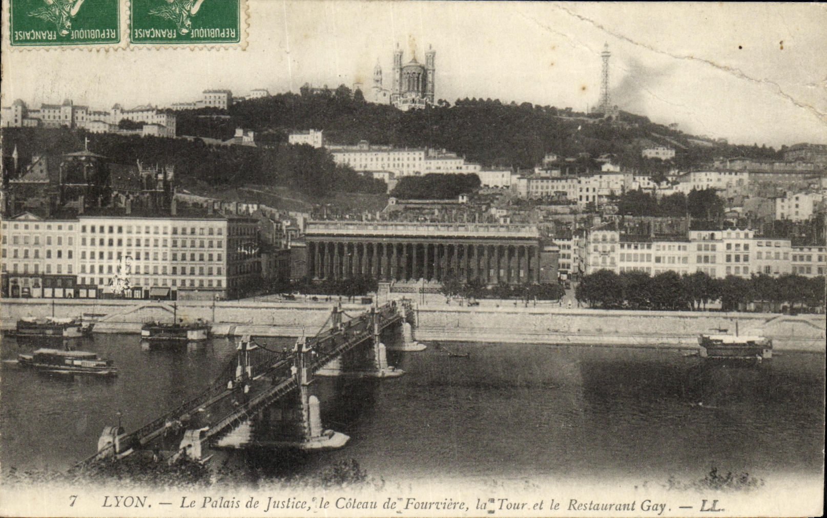 CPA Lyon Le Palais de Justice le Coteau de Fourviere la Tour et le Restaurant Gay