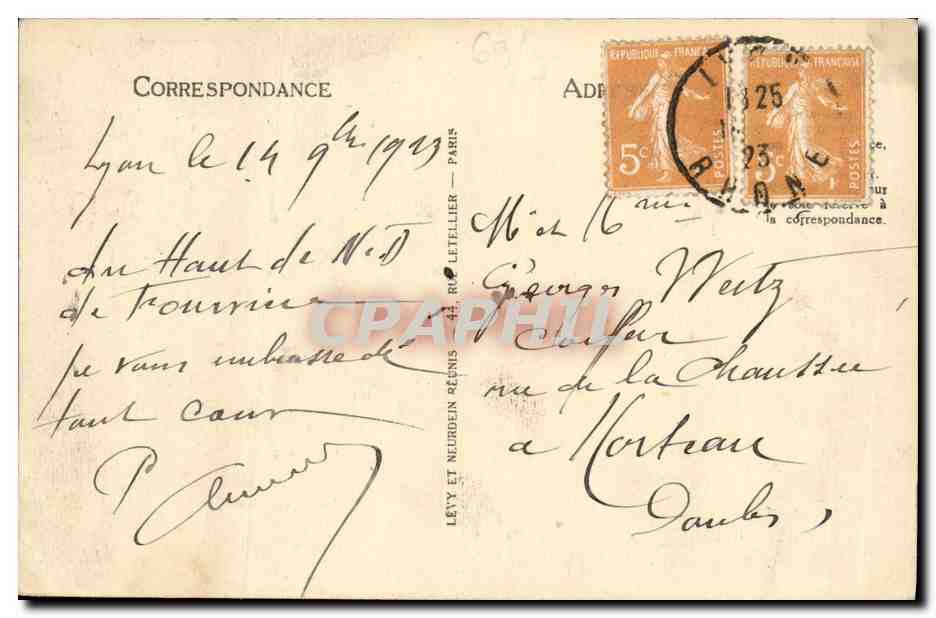 Souvenir de FOURVRIÈRE — collage de vues panoramiques — éditeur Lévy et Nulden Régnis — Rückseite