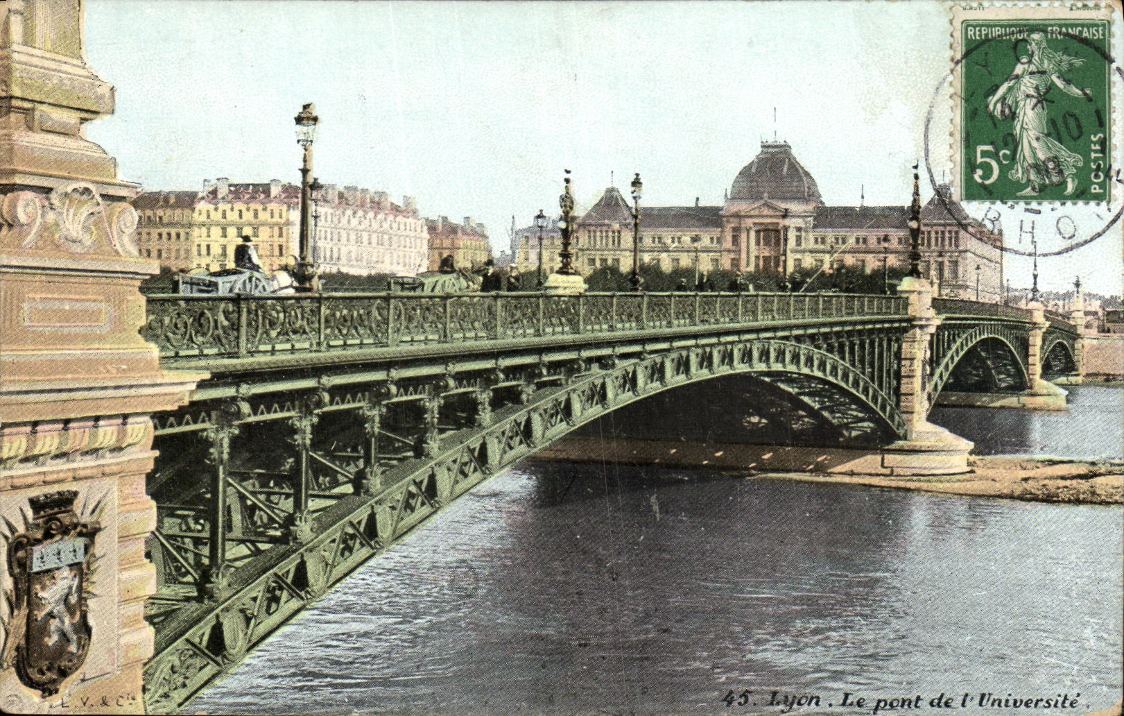 Vintage Postcard Lyon Le Pont de l Universite