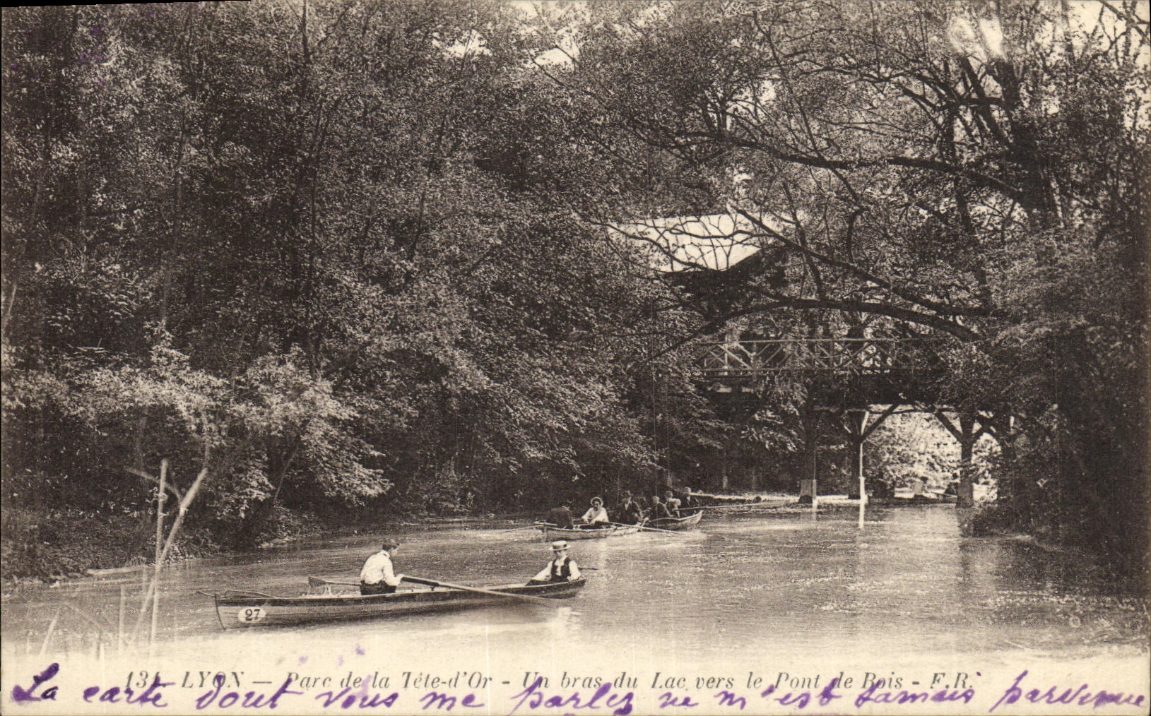 CPA Lyon Parc de la Tele d Or un bras du Lac vers le Pont de Bois