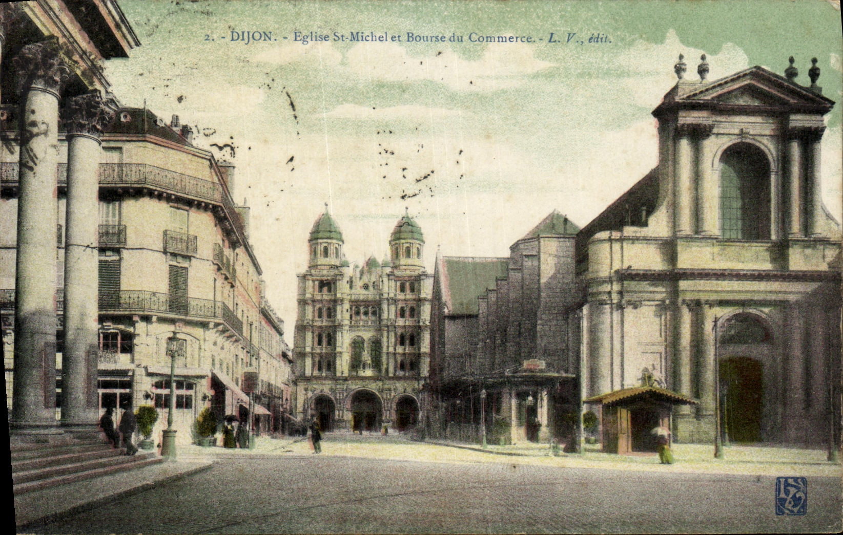 CPA Dijon Eglise St Michel et Bourse du Commerce