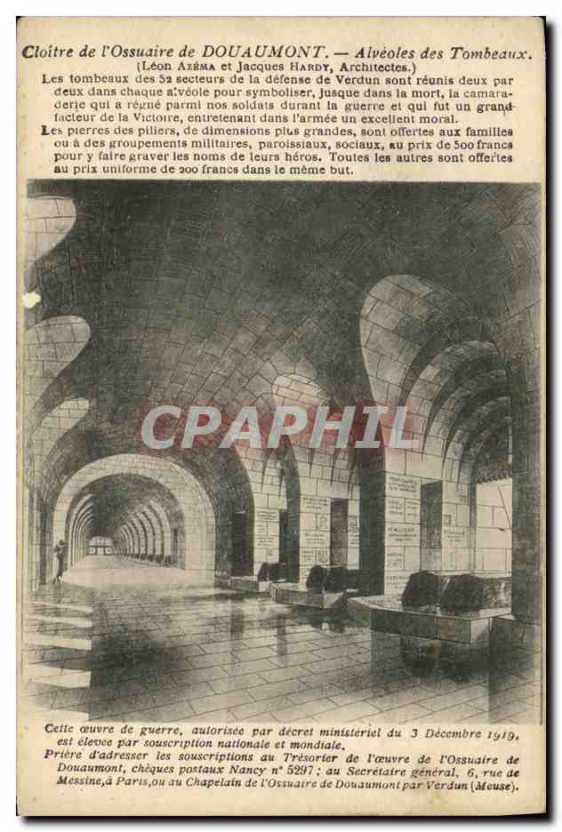 Cloître de l'Ossuaire de Douaumont — Alvéoles des Tombeaux — Léon Azéma et Jacques Hardy, Architectes